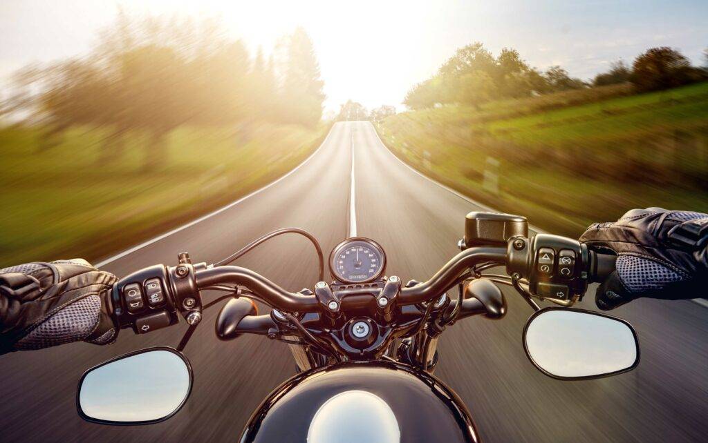 view from the drivers seat of a motorcycle - MOTORCYCLE LOANS